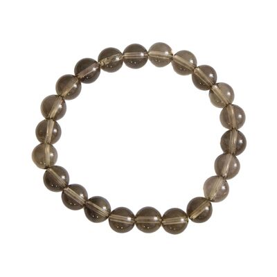 Pulsera de cuarzo ahumado - Piedras bola de 8 mm - 18 cm - Cierre de oro