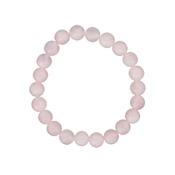 Bracelet Quartz rose - Pierres boules 8mm - 18 - FA 2