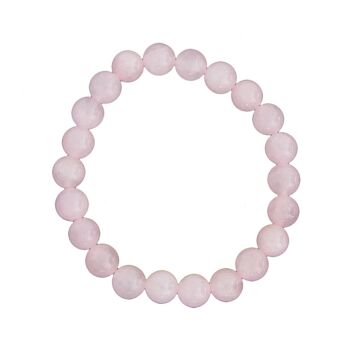 Bracelet Quartz rose - Pierres boules 8mm - 20 - FO 1