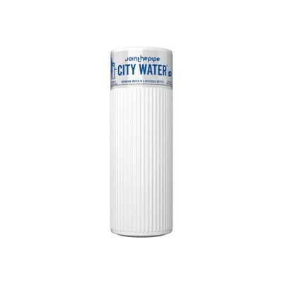 White Atlantis City Water bottle - with flat lid