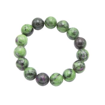 Bracelet Rubis sur Zoïsite - Pierres boules 12mm - 18 - FA 1