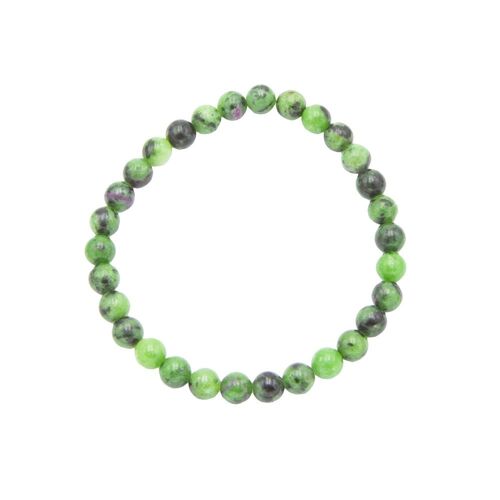 Bracelet Rubis sur Zoïsite - Pierres boules 6mm - 18 - FO