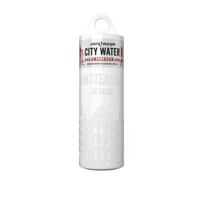 White Amsterdam City Water bottle - with carrier ring