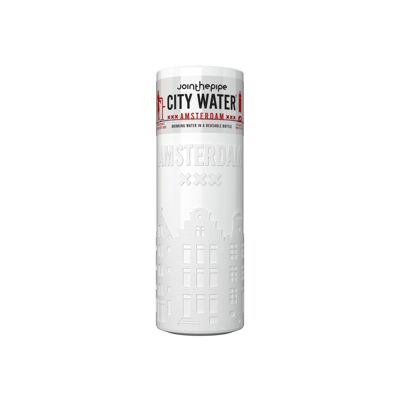 White Amsterdam City Water bottle - with flat lid