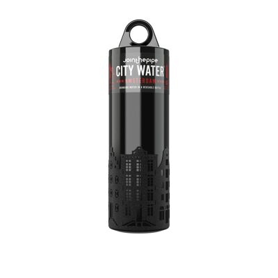 Black Amsterdam City Water bottle - with carrier ring