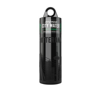 Black Rotterdam City Water bottle - with carrier ring