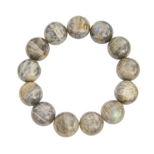 Bracelet Spectrolite - Pierres boules 14mm - 20 cm- Fermoir argent