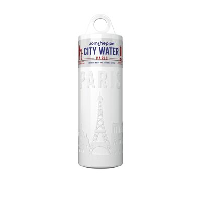 White Paris City Water bottle - with carrier ring