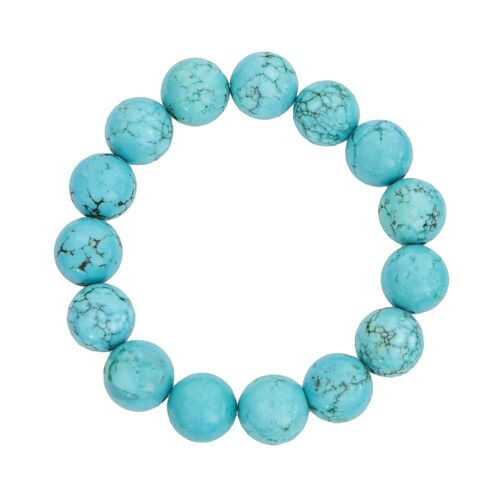 Bracelet Turquoise stabilisée - Pierres boules 12mm - 18 - FA