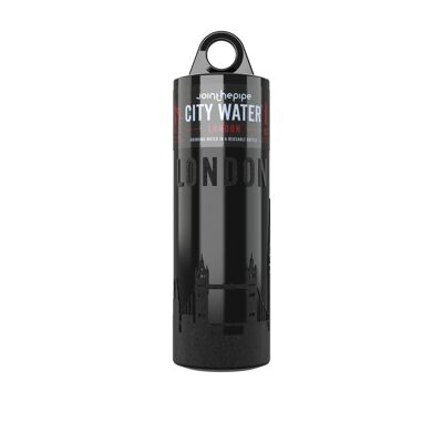 Black London City Water bottle - with carrier ring