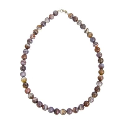 Botswana Agate necklace - 10mm ball stones - 39 cm - Silver clasp