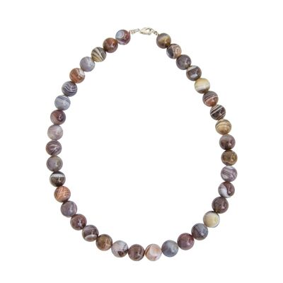 Botswana Agate necklace - 12mm ball stones - 39 cm - Silver clasp