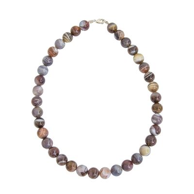 Collar de ágata de Botswana - piedras bola de 12 mm - 42 cm - cierre de oro