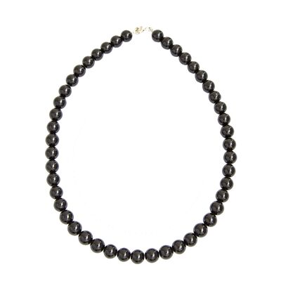 Collar de ágata negra - Piedras bola de 10 mm - 39 cm - Cierre de oro