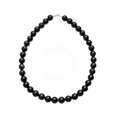 Collar de ágata negra - Piedras bola de 12 mm - 39 cm - Cierre de oro