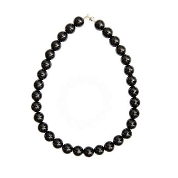 Collier Agate noire - Pierres boules 14mm - 42 cm- Fermoir argent 2