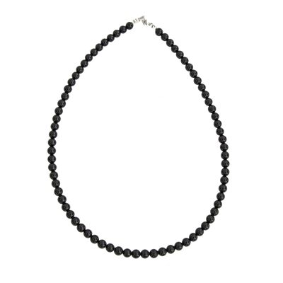 Collar de ágata negra - Piedras bola de 6 mm - 42 cm - Cierre de oro