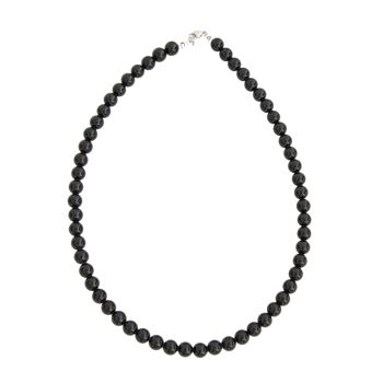 Collier Agate noire - Pierres boules 8mm - 39 cm- Fermoir argent 1