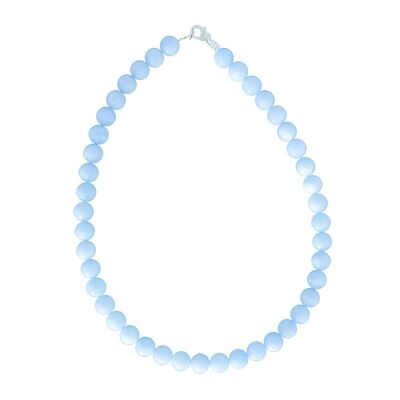 Collar aguamarina - Piedras bola 10mm - 42 cm - Cierre plata