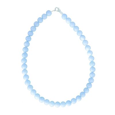 Aquamarine necklace - 10mm ball stones - 78 cm - Silver clasp