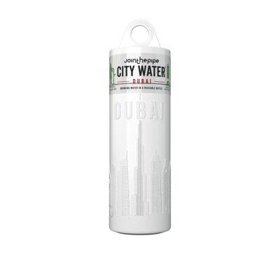 White Dubai City Water bottle - with carrier ring