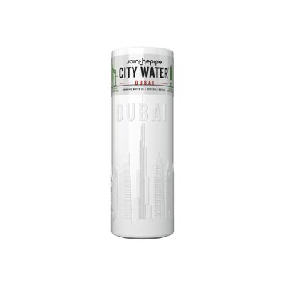 White Dubai City Water bottle - with flat lid