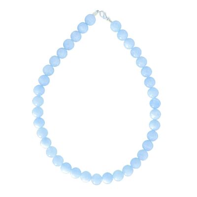 Aquamarine necklace - 12mm ball stones - 78 cm - Silver clasp
