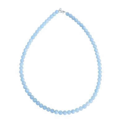 Aquamarine necklace - 6mm ball stones - 78 cm - Silver clasp