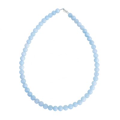 Aquamarine necklace - 8mm ball stones - 42 cm - Silver clasp