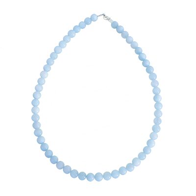 Aquamarine necklace - 8mm ball stones - 100 cm - Silver clasp