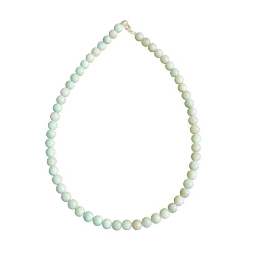 Collier Amazonite - Pierres boules 8mm - 39 cm- Fermoir argent