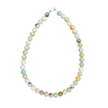 Collier Amazonite multicolore - Pierres boules 10mm - 39 cm- Fermoir or 2