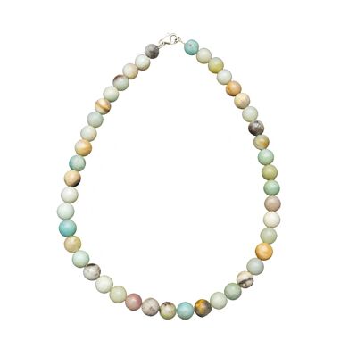Multicolored Amazonite necklace - 10mm ball stones - 42 cm - Silver clasp