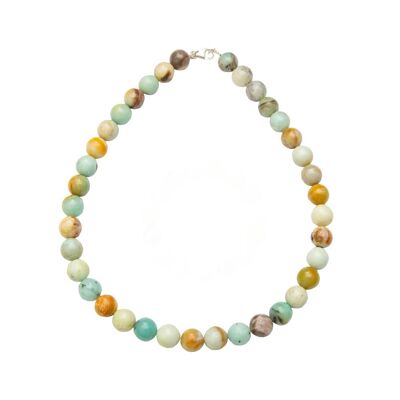 Multicolored Amazonite necklace - 12mm ball stones - 39 cm - Silver clasp