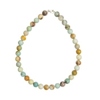 Collier Amazonite multicolore - Pierres boules 12mm - 42 cm- Fermoir or 2