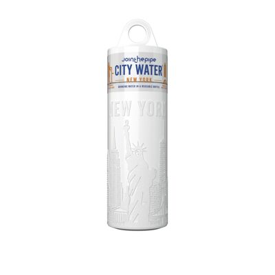White New York City Water bottle - with carrier ring