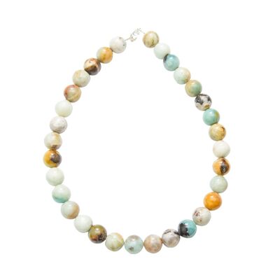 Multicolored Amazonite necklace - 14mm ball stones - 39 cm - Silver clasp