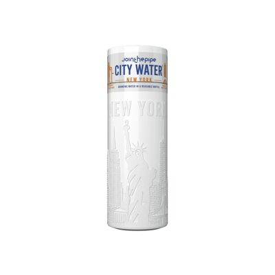 White New York City Water bottle - with flat lid
