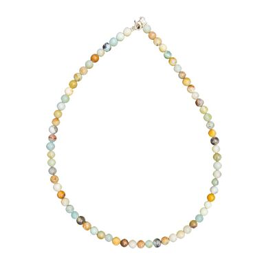 Multicolored Amazonite necklace - 6mm ball stones - 48 cm - Silver clasp