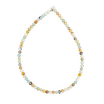 Collier Amazonite multicolore - Pierres boules 6mm - 56 cm- Fermoir or 2