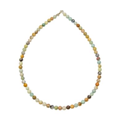Multicolored Amazonite necklace - 6mm ball stones - 100 cm - Gold clasp