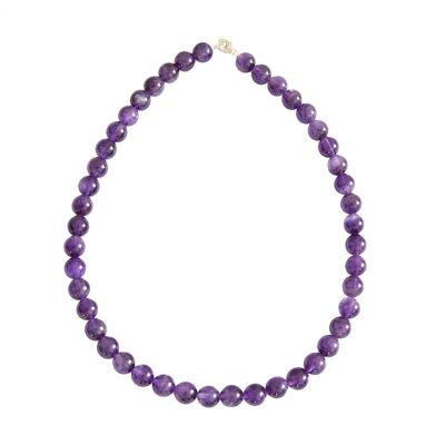 Amethyst-Halskette - 10 mm Kugelsteine - 39 cm - Silberverschluss