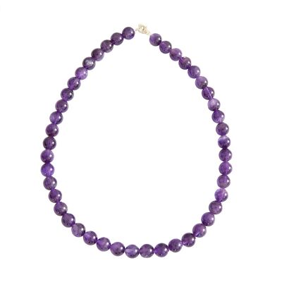 Amethyst necklace - 10mm ball stones - 100 cm - Gold clasp