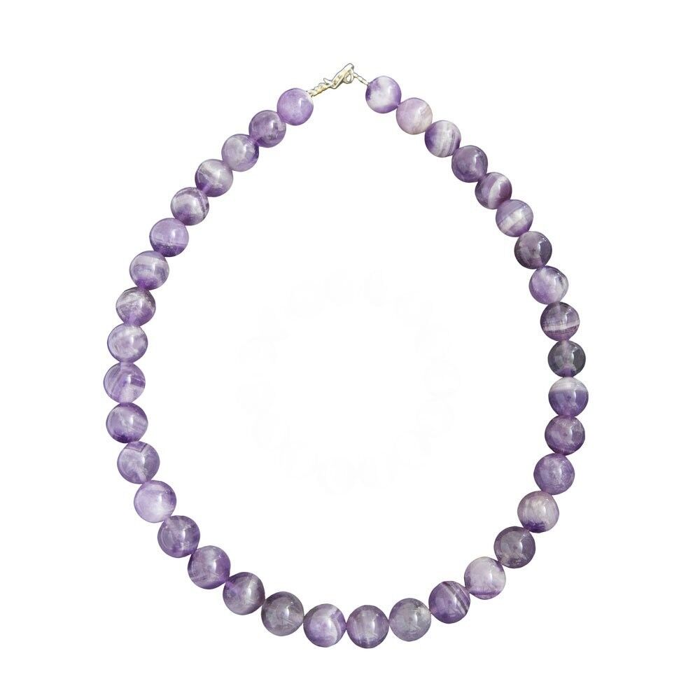 Amethyst necklace - 12mm ball stones - 78 cm - Silver clasp