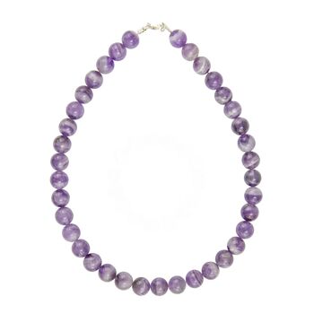 Collier Améthyste - Pierres boules 12mm - 78 cm- Fermoir or 2