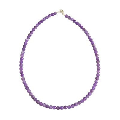 Amethyst necklace - 6mm ball stones - 39 cm - Silver clasp