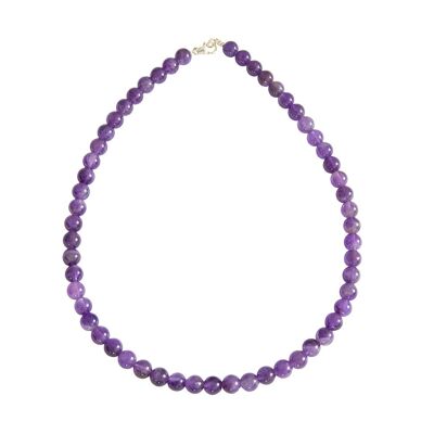 Amethyst-Halskette - 8 mm Kugelsteine - 39 cm - Silberverschluss