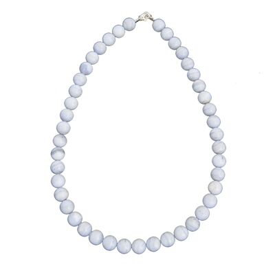 Chalcedony necklace - 10mm ball stones - 39 cm - Silver clasp