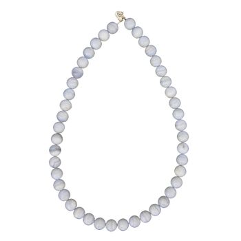 Collier Calcédoine - Pierres boules 10mm - 39 cm- Fermoir argent 2