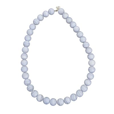 Chalcedony necklace - 12mm ball stones - 39 cm - Silver clasp